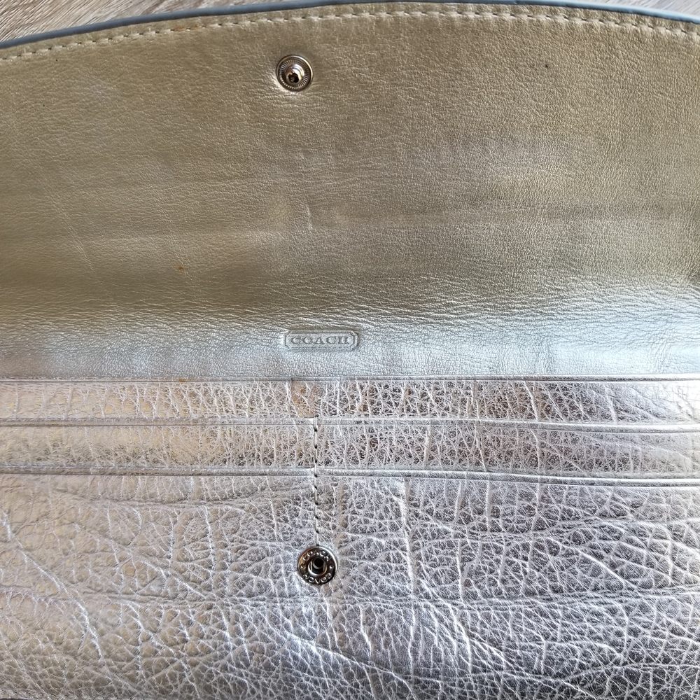 Coach Metallic Silver Women's Wallet - Picture 2 of 5